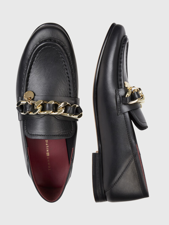 Chain Detail Slip-On Loafers