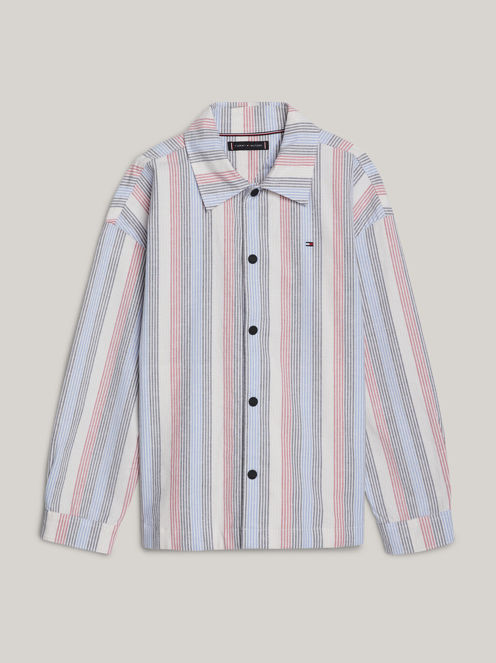 Essential Flex Ithaca Stripe Regular Shirt, White Base/Green/Navy Stripes, hi-res