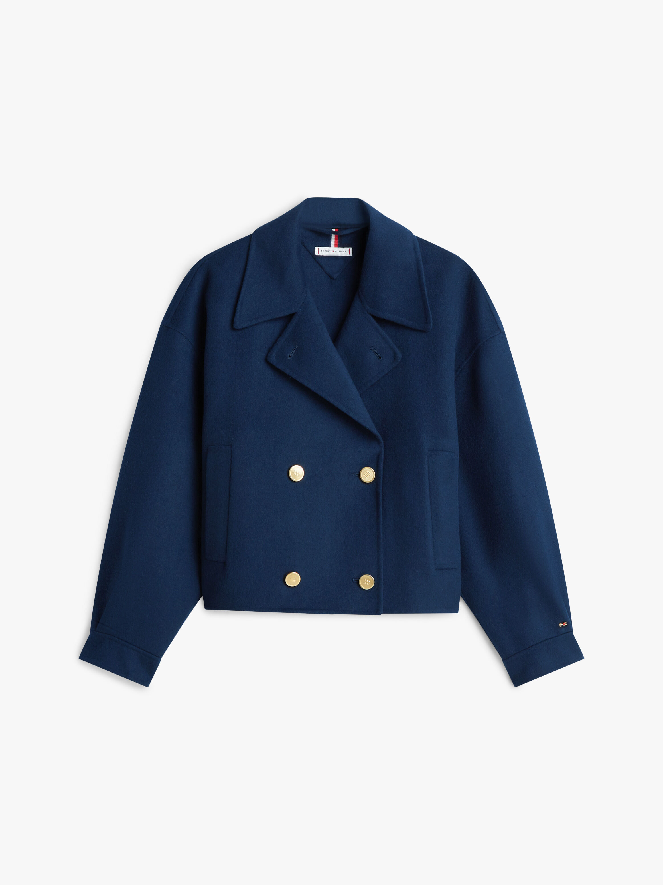 Wool Blend Double Breasted Peacoat | blue | Tommy Hilfiger Hong Kong