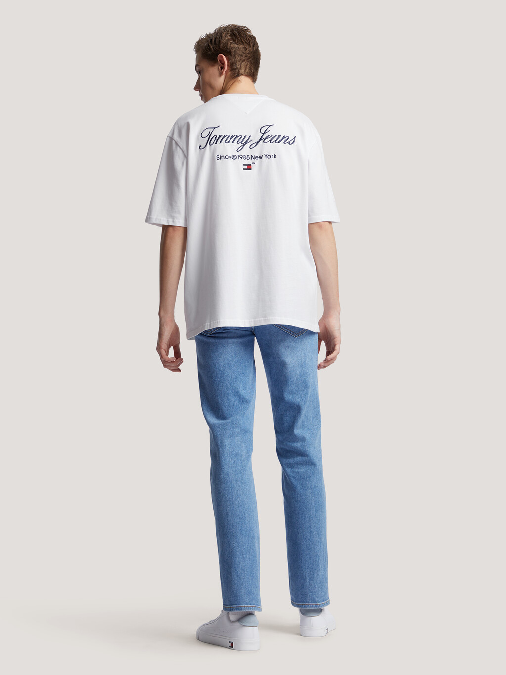 Logo Embroidery Relaxed Fit T-Shirt, White, hi-res