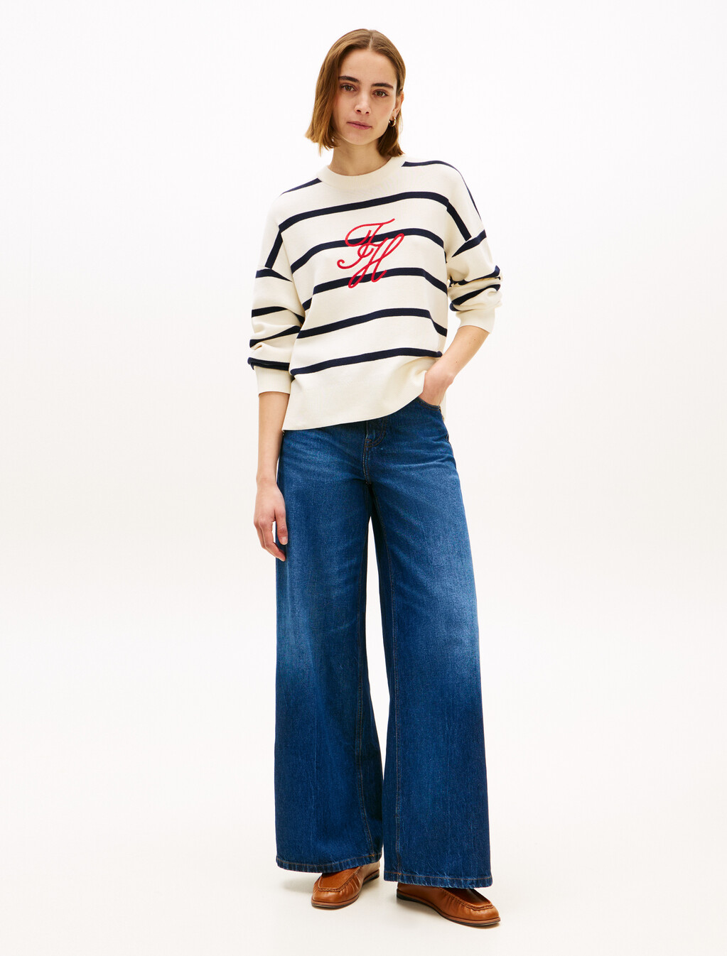 Premium Knit Logo Embroidery Relaxed Jumper, Big Stp Calico/Dark N Navy, hi-res