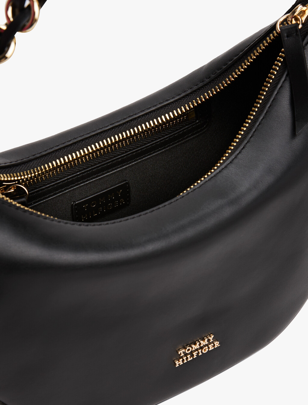 Crescent Leather Crossbody, Black, hi-res