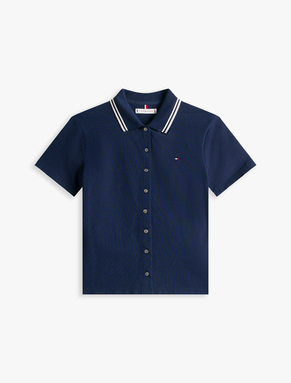 Tipped Slim Button Down Polo, Dark Night Navy, hi-res