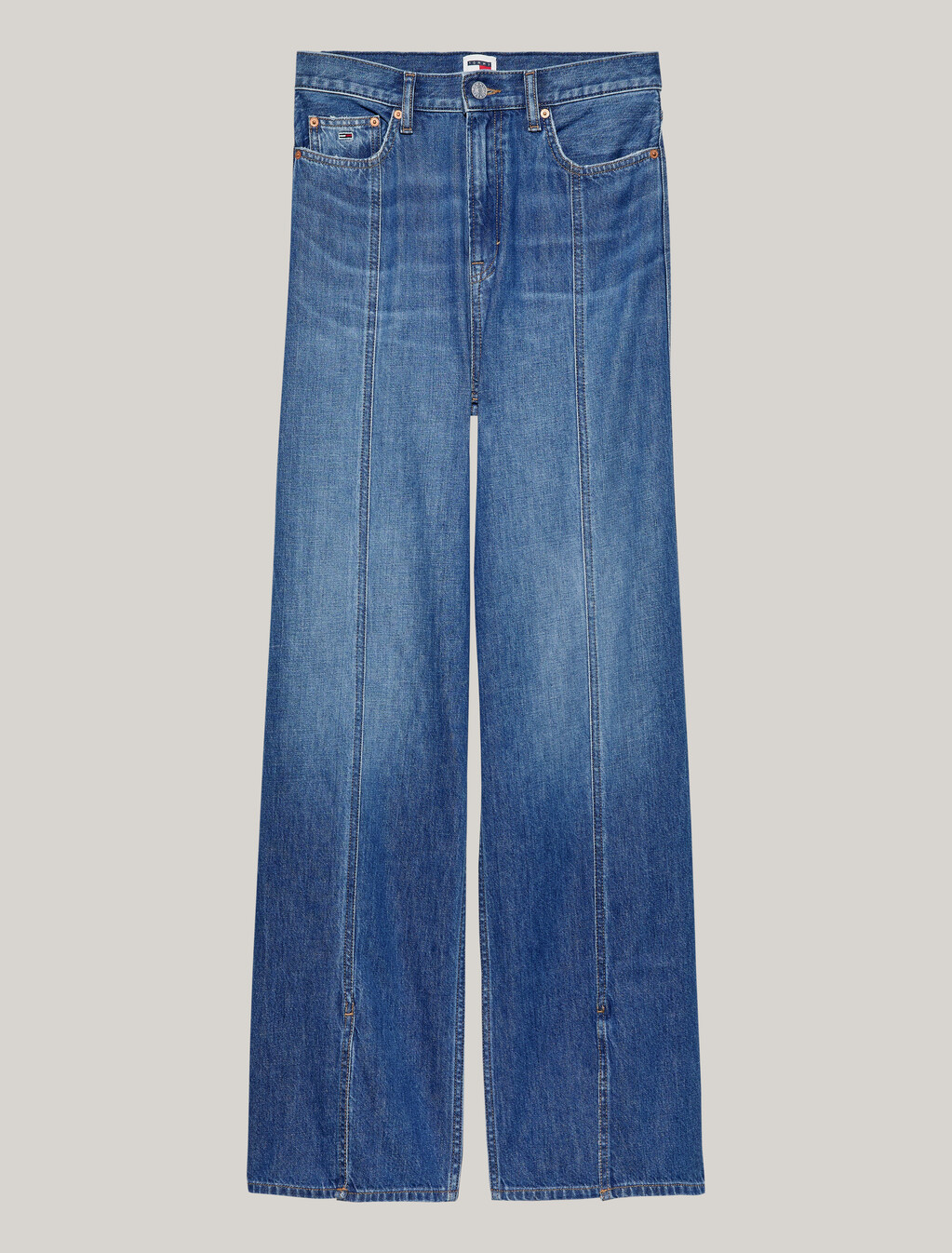 Claire Front Split Wide Leg Jeans, Denim Medium, hi-res