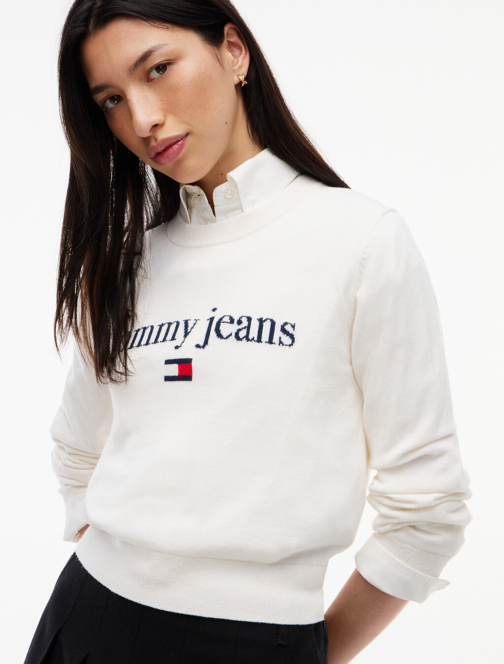 Serif Logo Jumper With Wool, Off White, hi-res