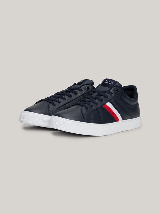 Leather Signature Tape Court Trainers