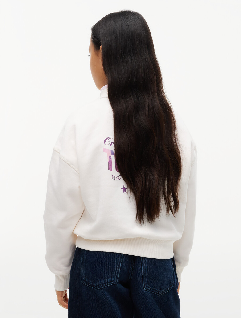 星星圖案後背衛衣, Off White, hi-res