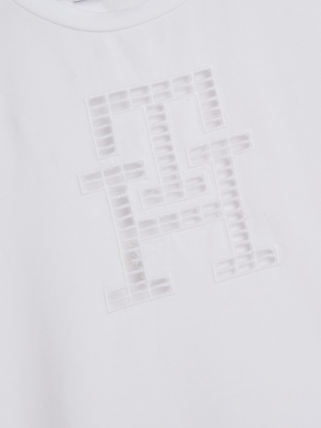 Crew Neck Monogram T-Shirt, White, hi-res