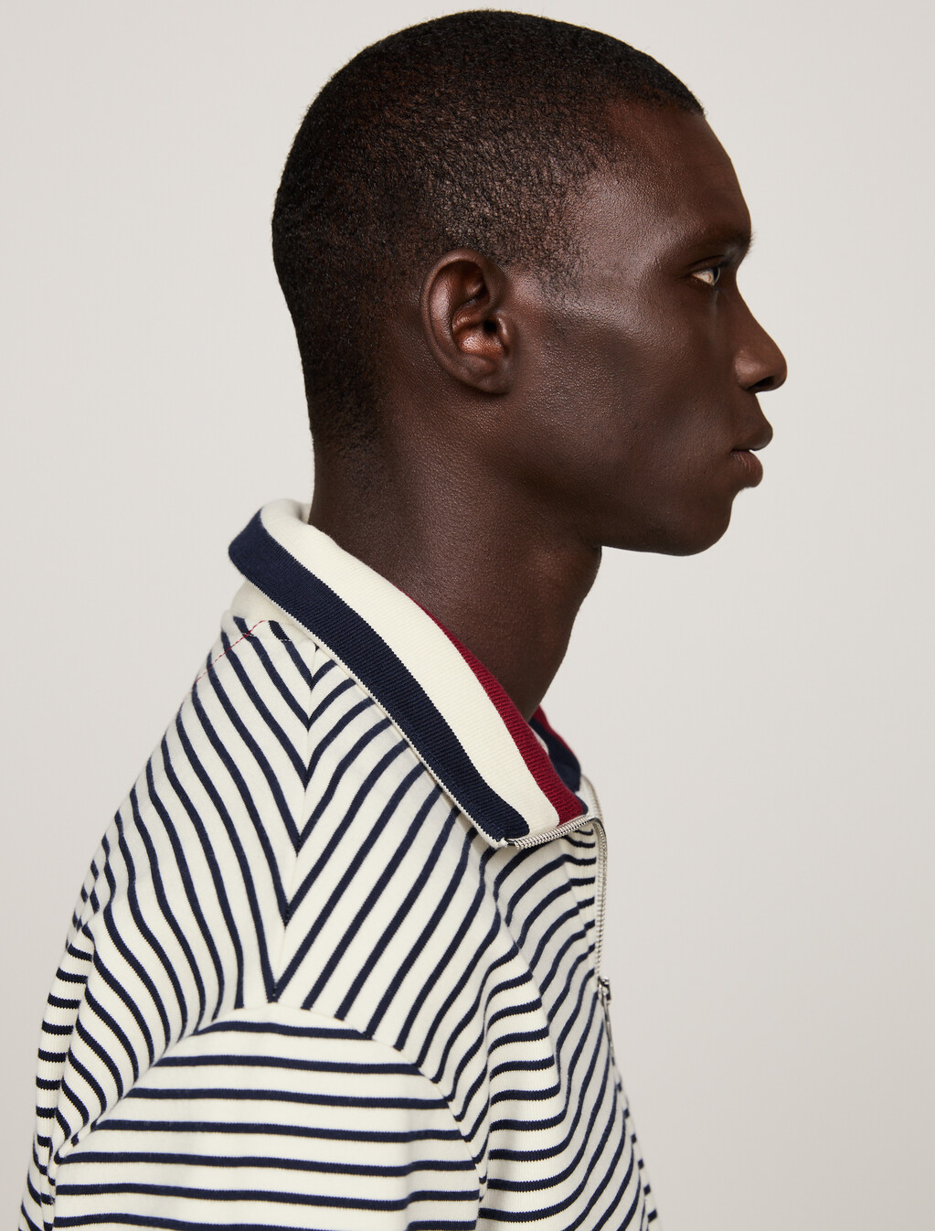 Crest Breton Stripe Half-Zip Sweatshirt, Ivory/Desert Sky, hi-res