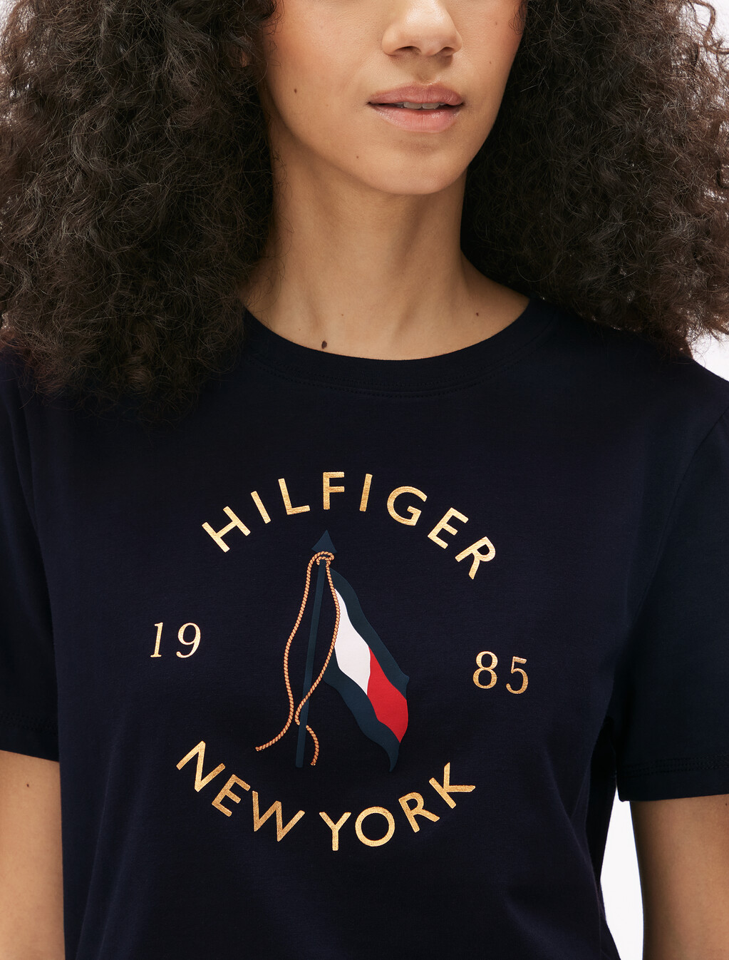 Motion Flag Print T-Shirt, Dark Night Navy, hi-res