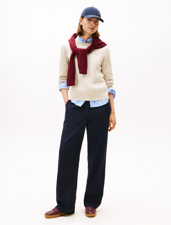 Fine Cable Knit Crew Neck Jumper