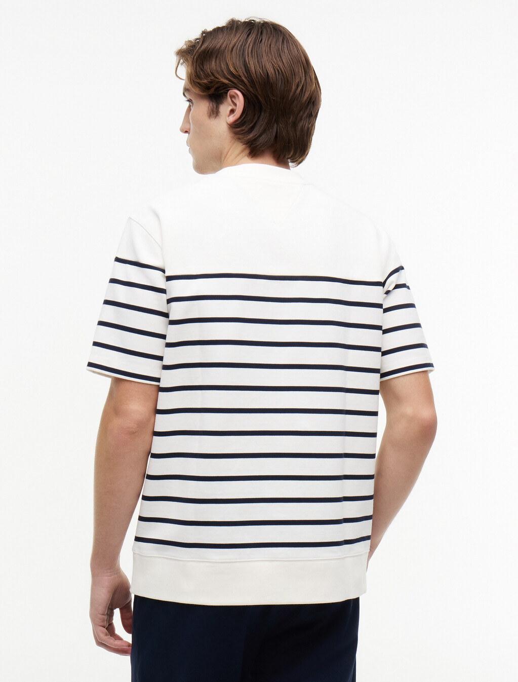 Jacquard Stripe Relaxed Crew Neck T-Shirt, Ivory Petal / Desert Sky, hi-res
