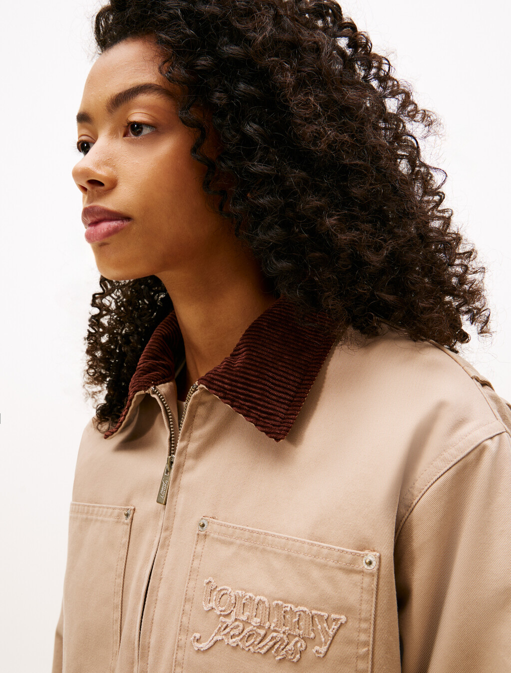 Logo Appliqué Padded Cropped Coach Jacket, Malted Milk, hi-res