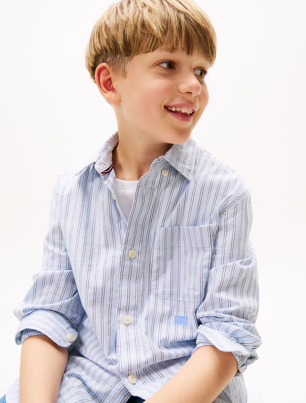 Mixed Stripe Shirt, Breezy Blue, hi-res