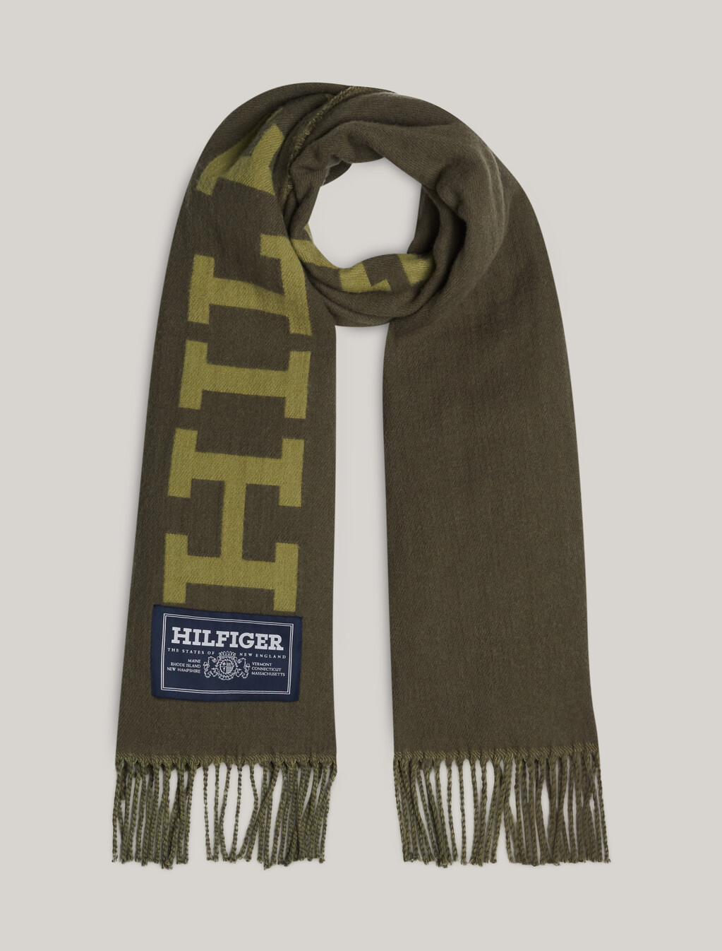 Hilfiger Monotype Wool Scarf, Army Green, hi-res