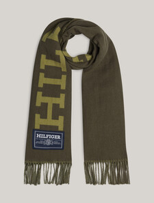 Hilfiger Monotype Wool Scarf, Army Green, hi-res