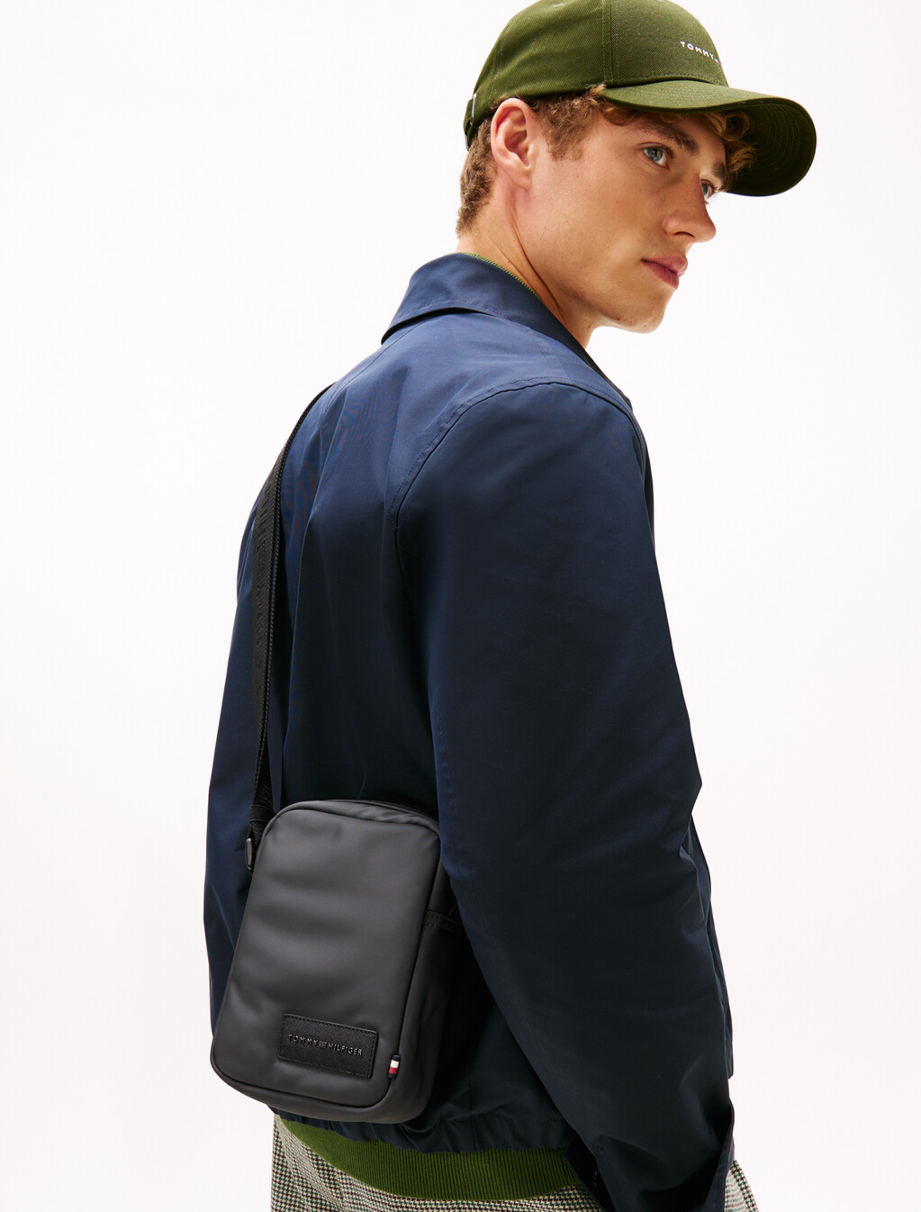 Textile Logo Patch Crossbody Reporter Bag, Dark Grey, hi-res