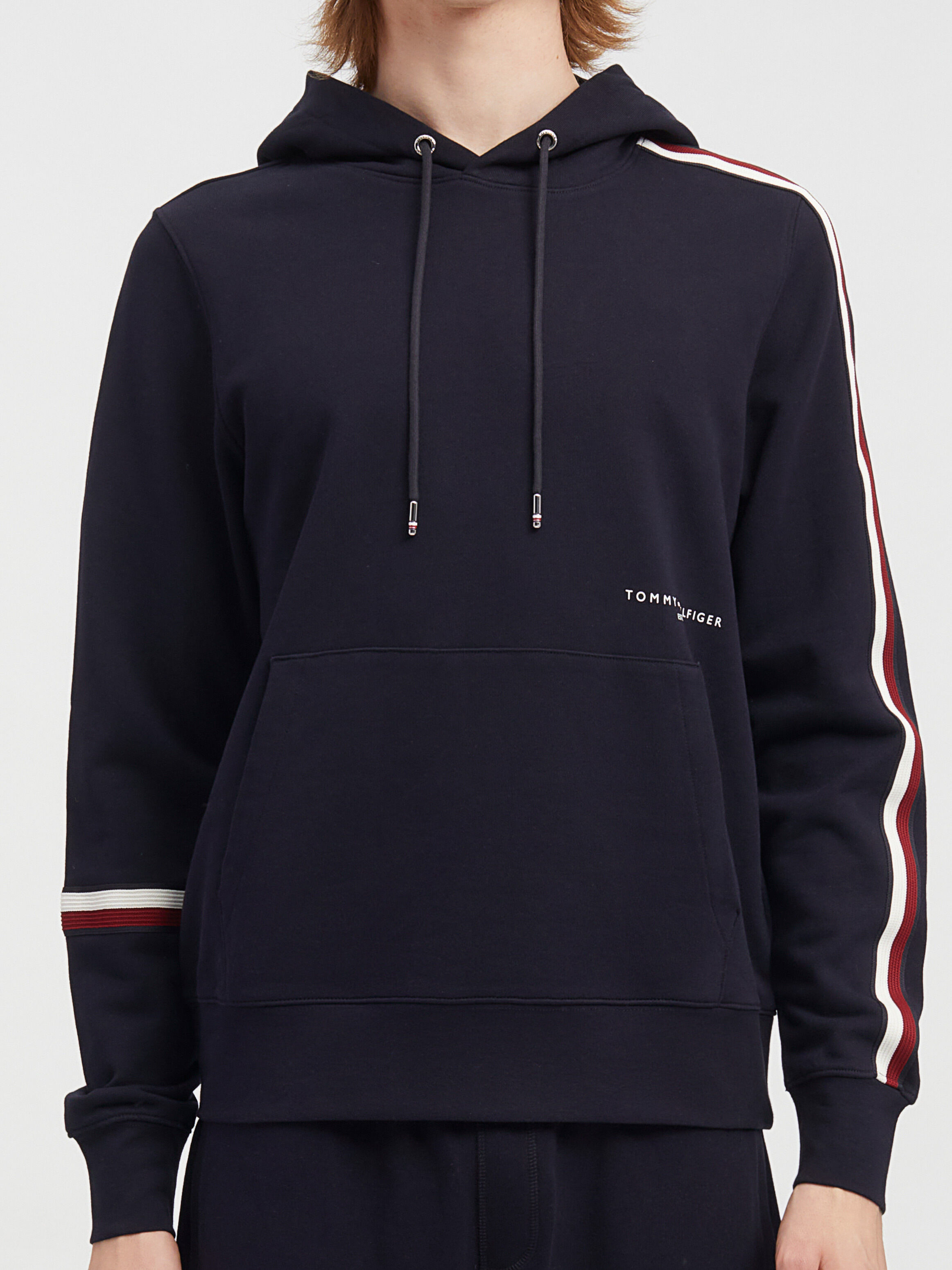 Tommy hilfiger logo clearance signature stripe hoodie