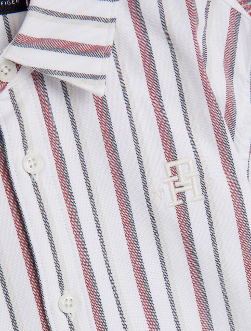 Global Stripe Monogram Embroidery Shirt, White Base / Global Stripes, hi-res