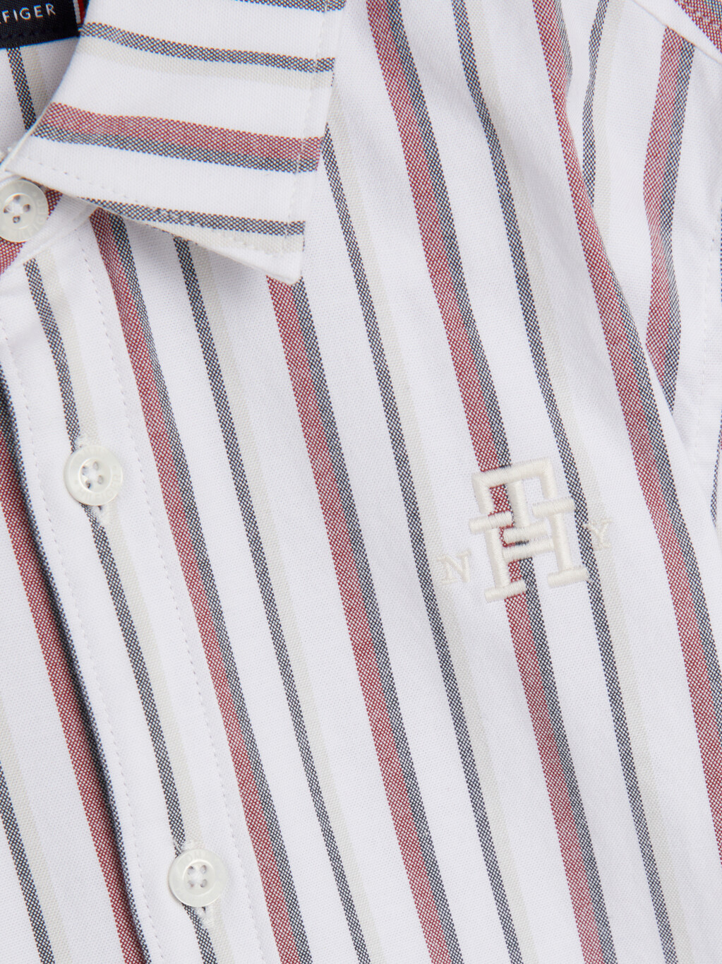 經典條紋 Monogram 刺繡恤衫, White Base / Global Stripes, hi-res