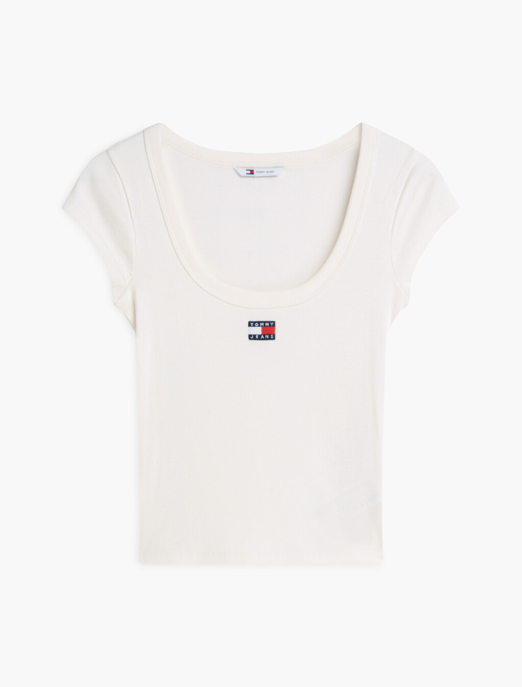 Tommy Badge Scoop Neck Slim T-Shirt, Ancient White, hi-res
