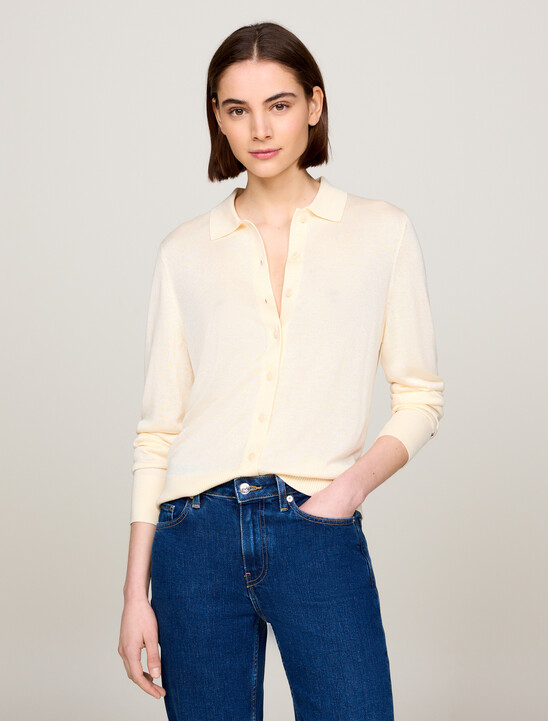 Fine Knit Collared Cardigan