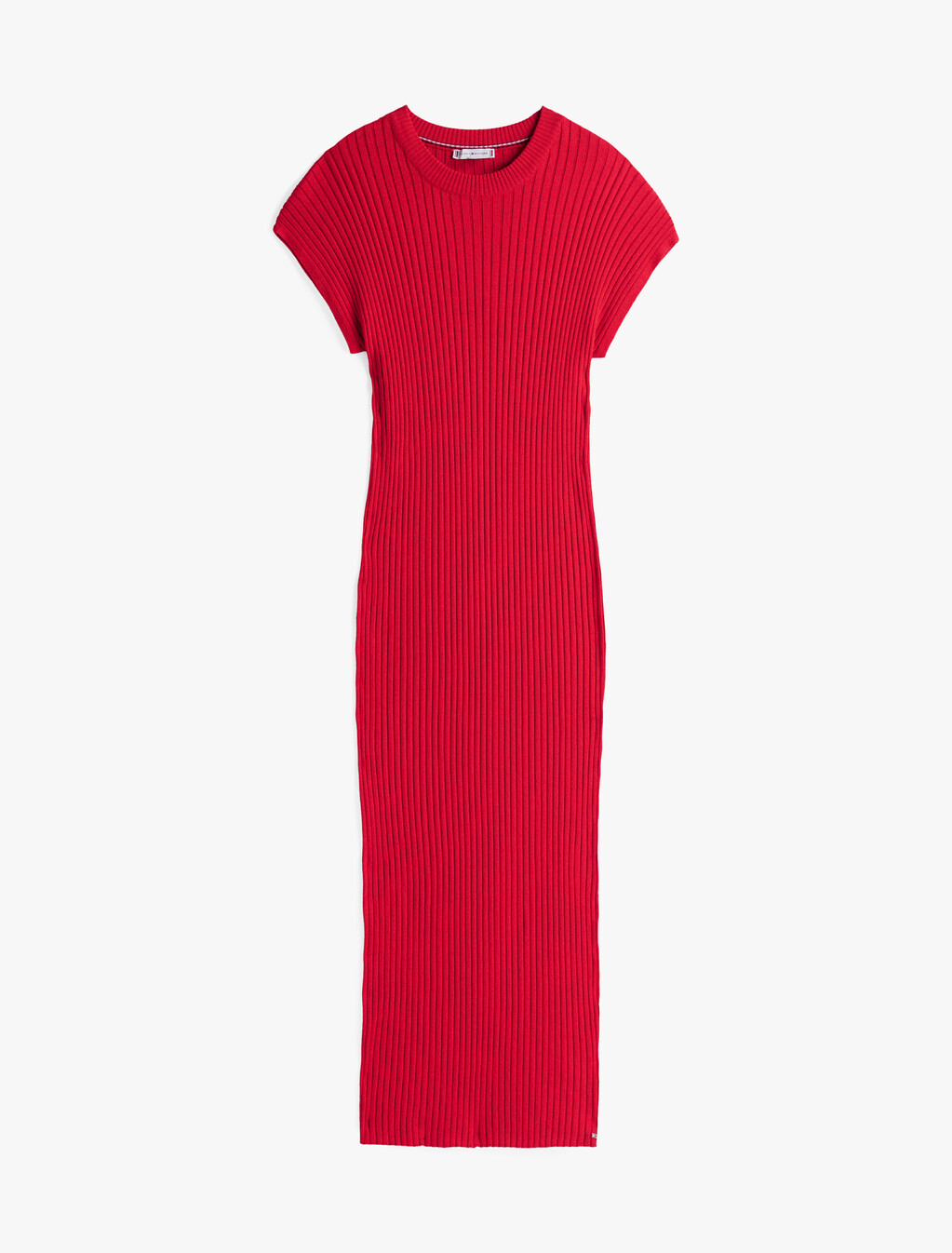 Cap Sleeve Ribbed Maxi Jumper Dress, Primary Red, hi-res