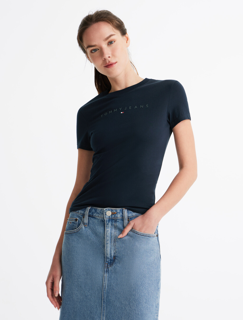 Small Linear Logo T-Shirt, Dark Night Navy, hi-res