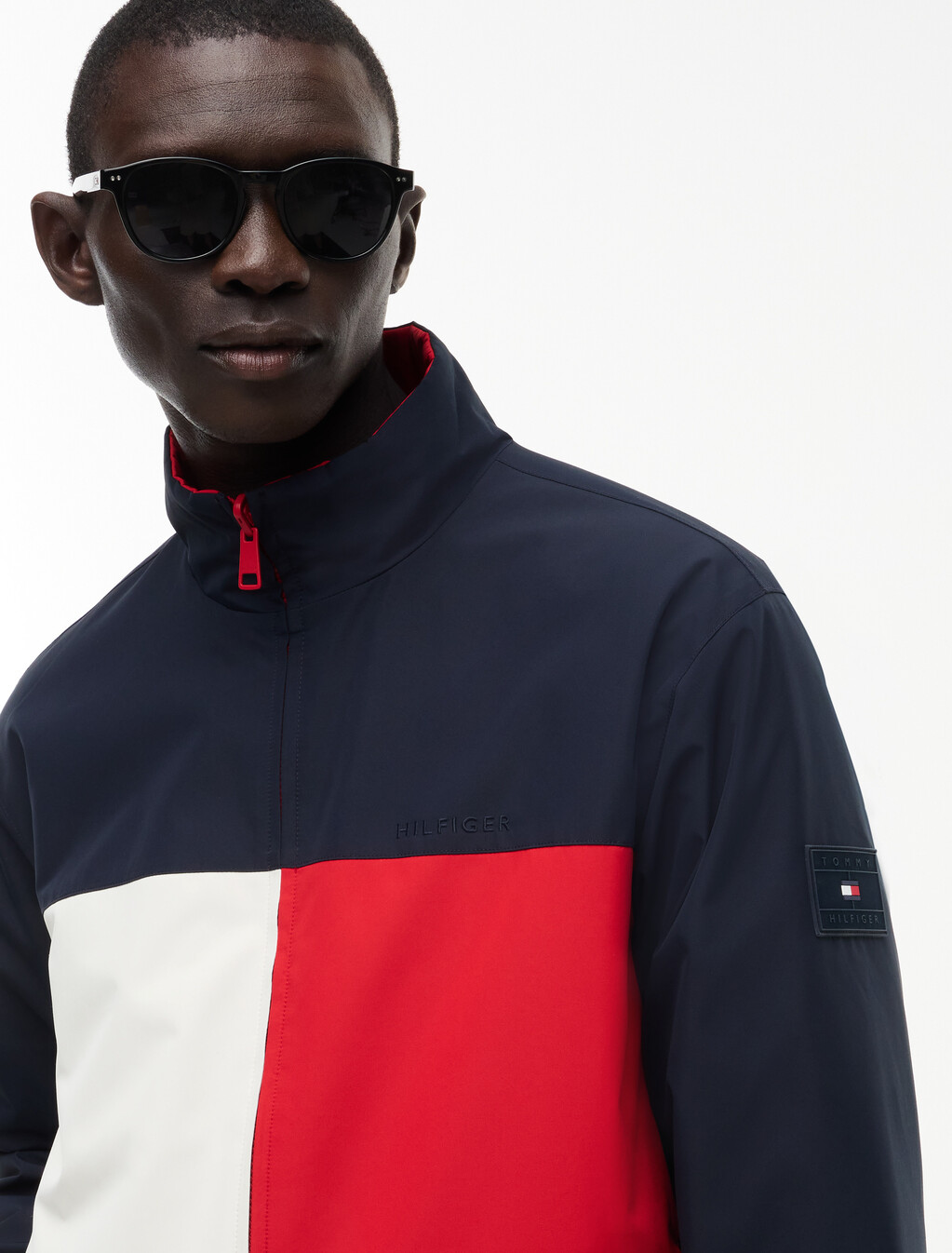 Reversible Down Colour-Blocked Puffer Jacket, Navy Blue, hi-res