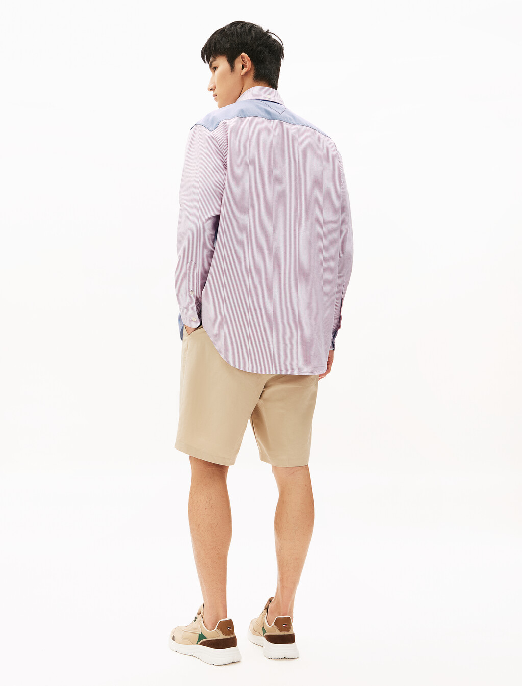 Color Block Boxy Shirt, Medium Red/Desert Sky, hi-res