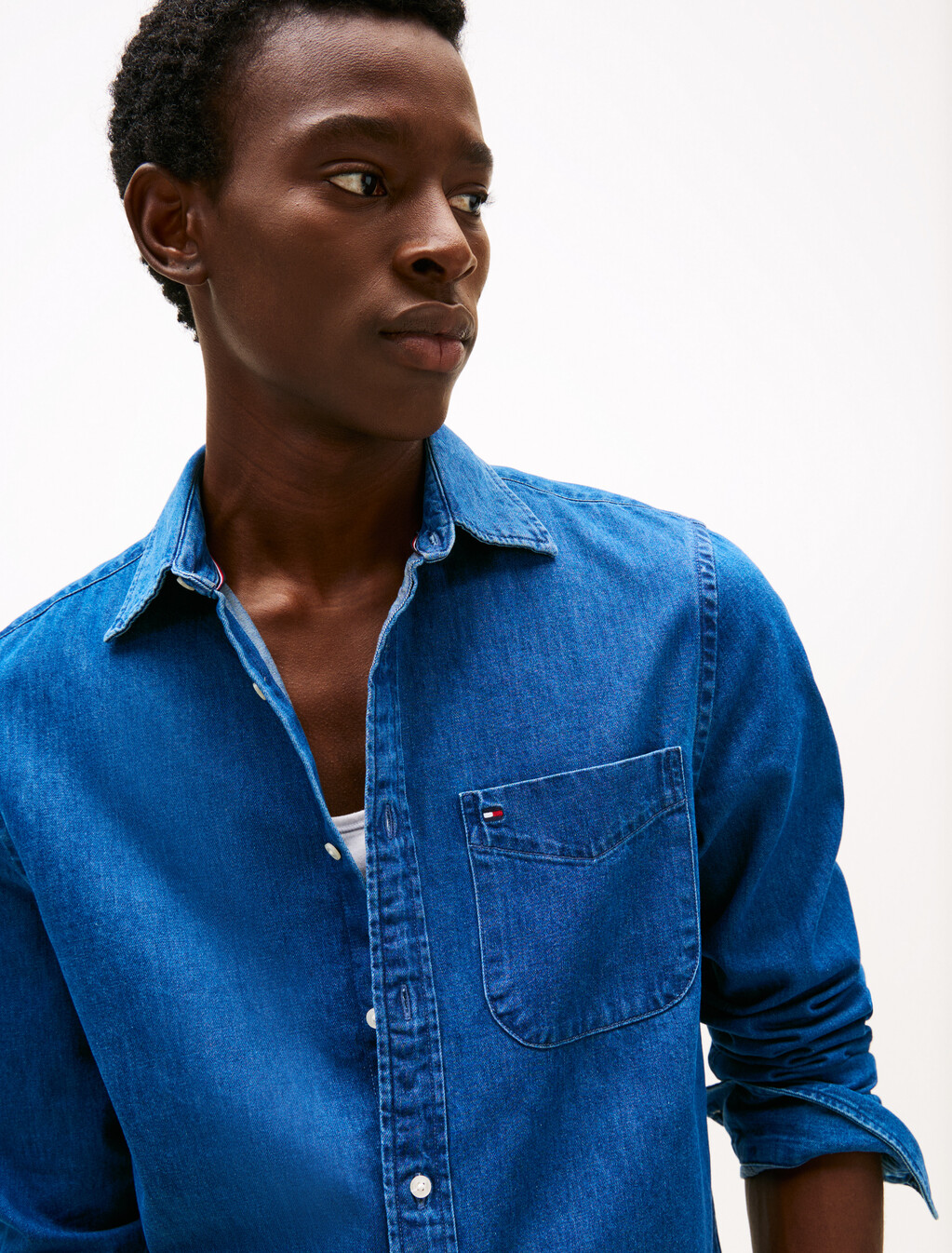 Regular Fit Denim Shirt, Dark Blue Denim, hi-res
