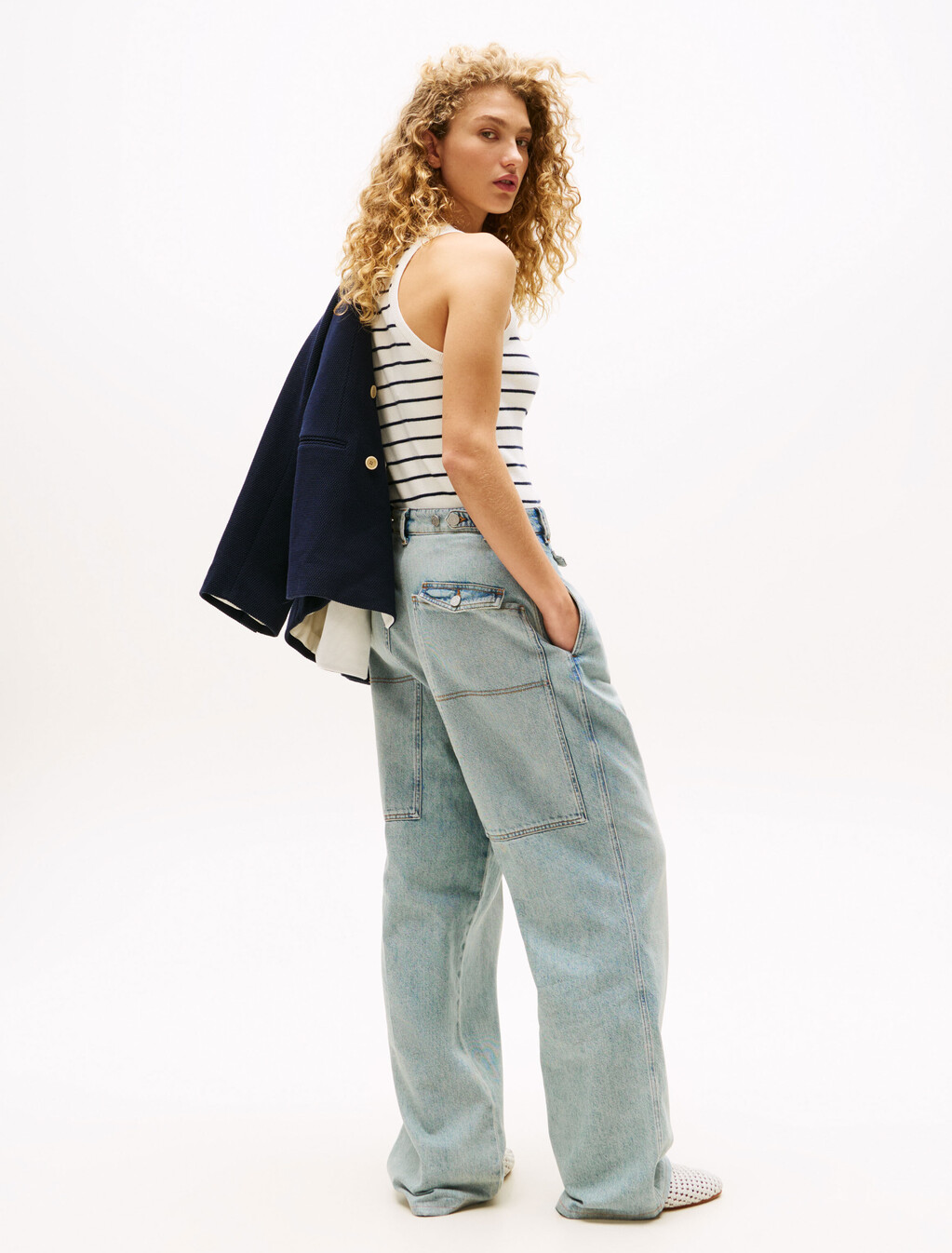The Runway 系列超寬鬆工裝風牛仔褲, Light Blue Denim, hi-res