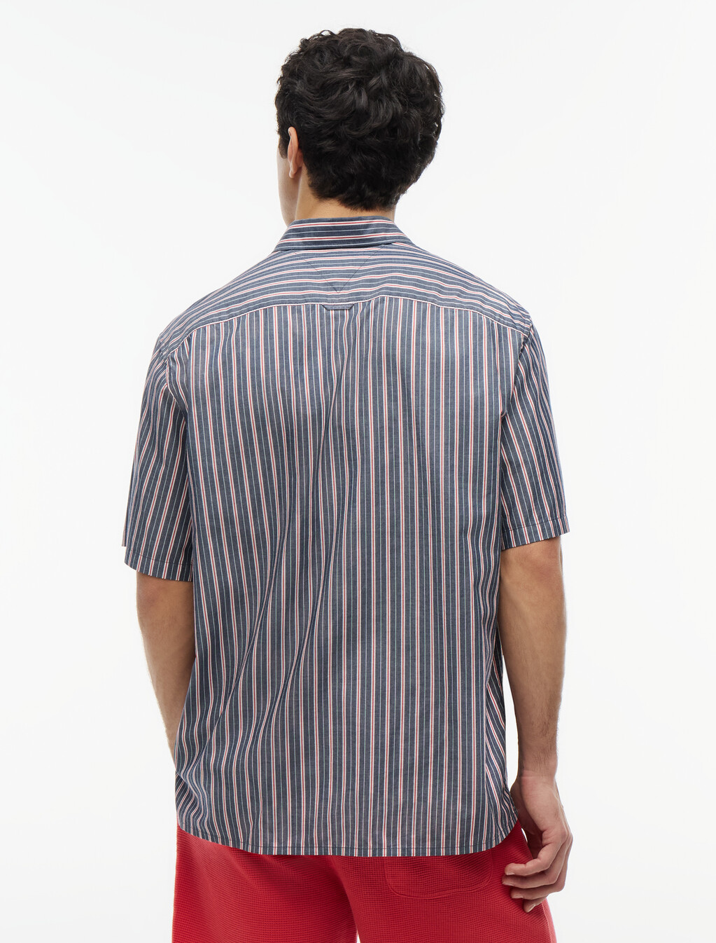 寬版條紋短袖襯衫, Dark Night Navy Stripe, hi-res