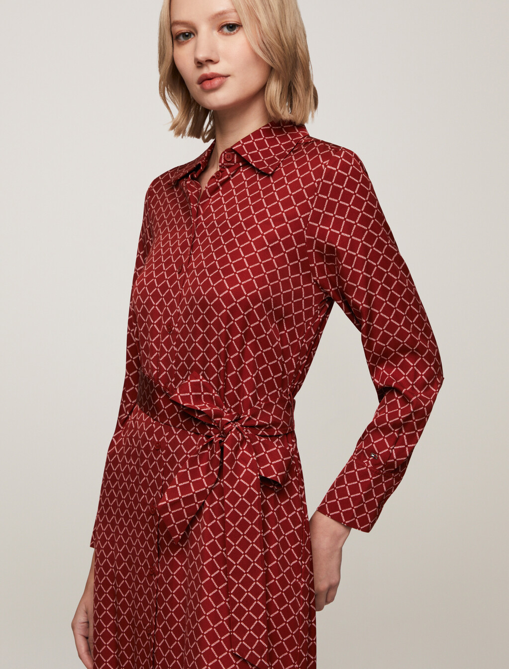 Asia Fit Viscose Print Shirt Dress, Diamond Monotype/ Dark Magma, hi-res