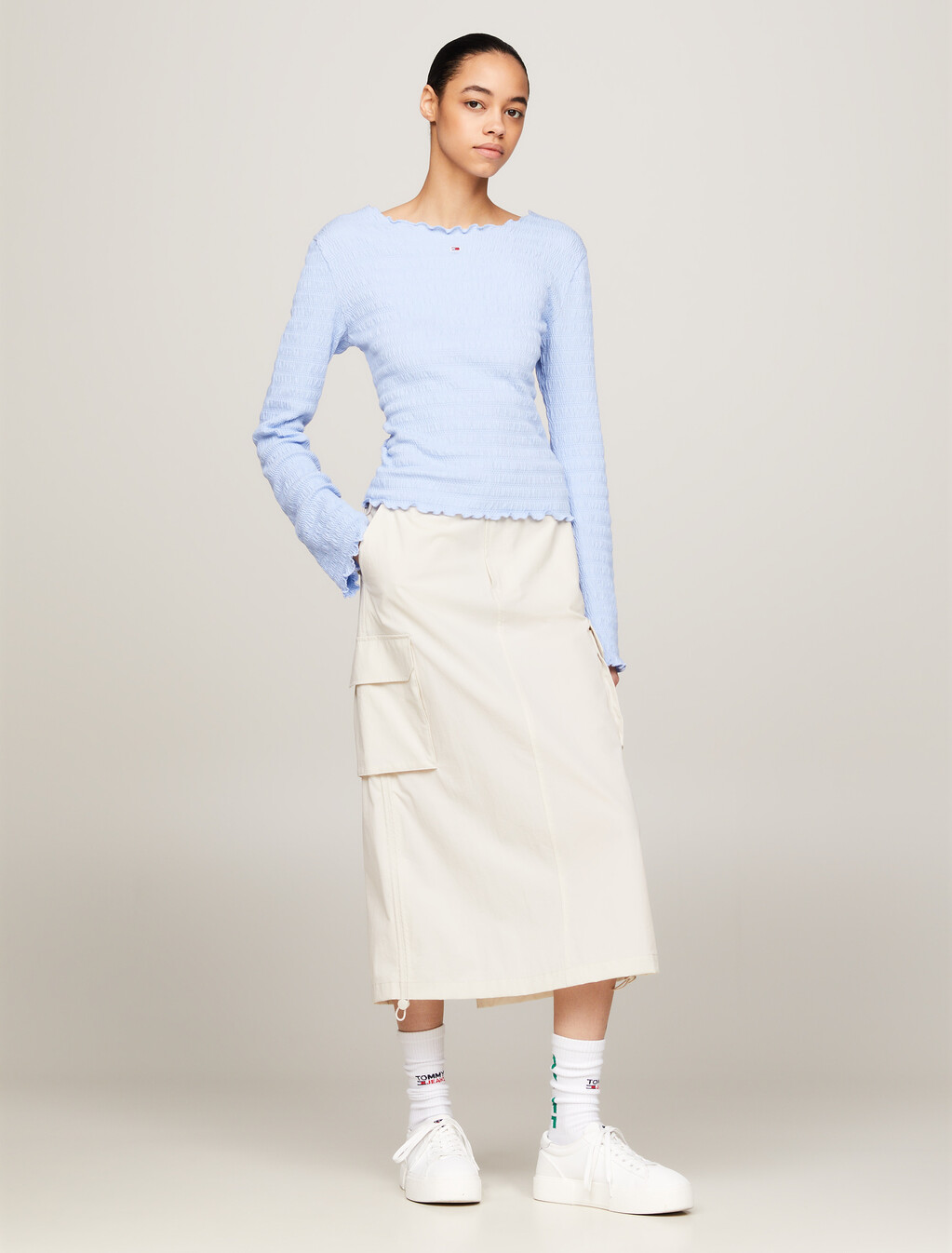 Casual Fit Parachute Cargo Skirt, Newsprint, hi-res