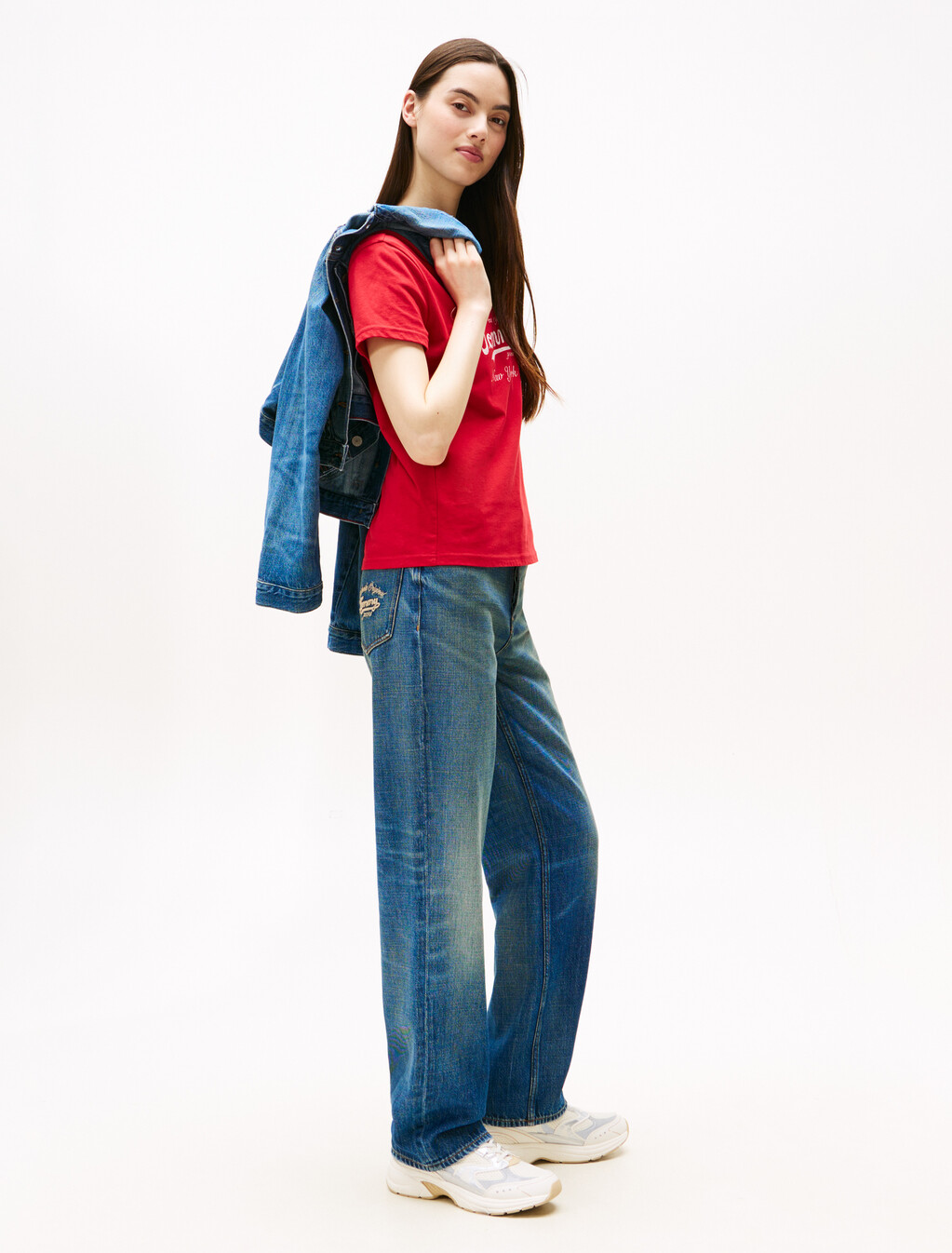 高腰直筒牛仔褲, Denim Medium, hi-res