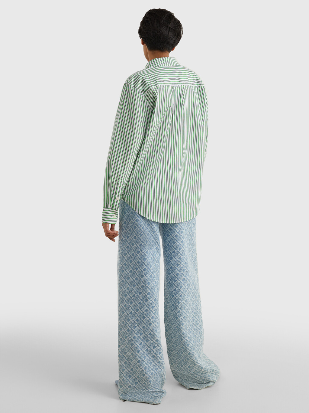 條紋寬鬆版型裇衫, Nola Stp/ Spring Lime, hi-res