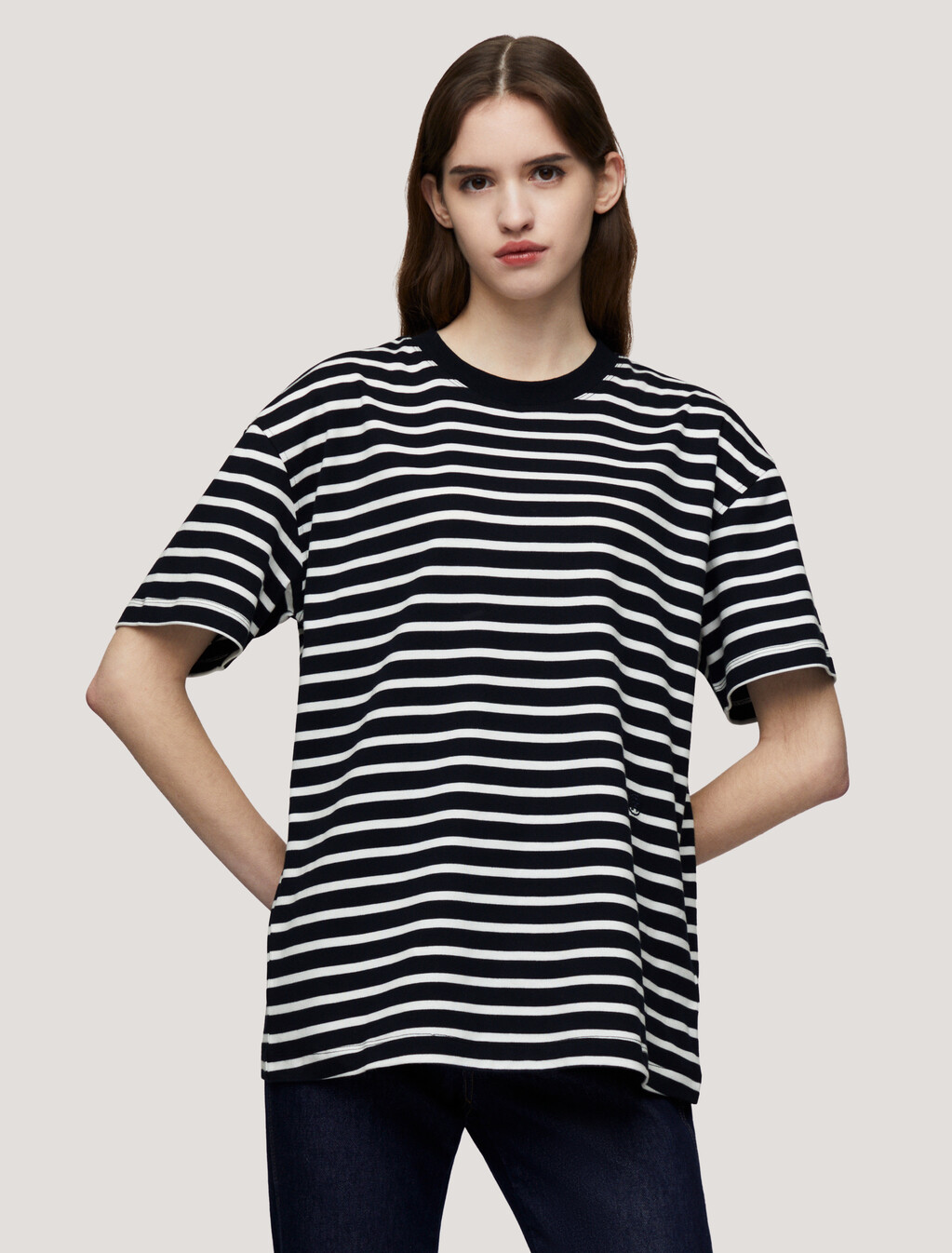 Metallic TH Monogram Stamp Relaxed T-Shirt, Breton Desert Sky/Ecru, hi-res