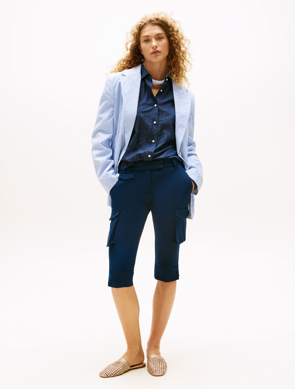 The Runway Collection Oversized Stripe Blazer, Blue Stripe, hi-res