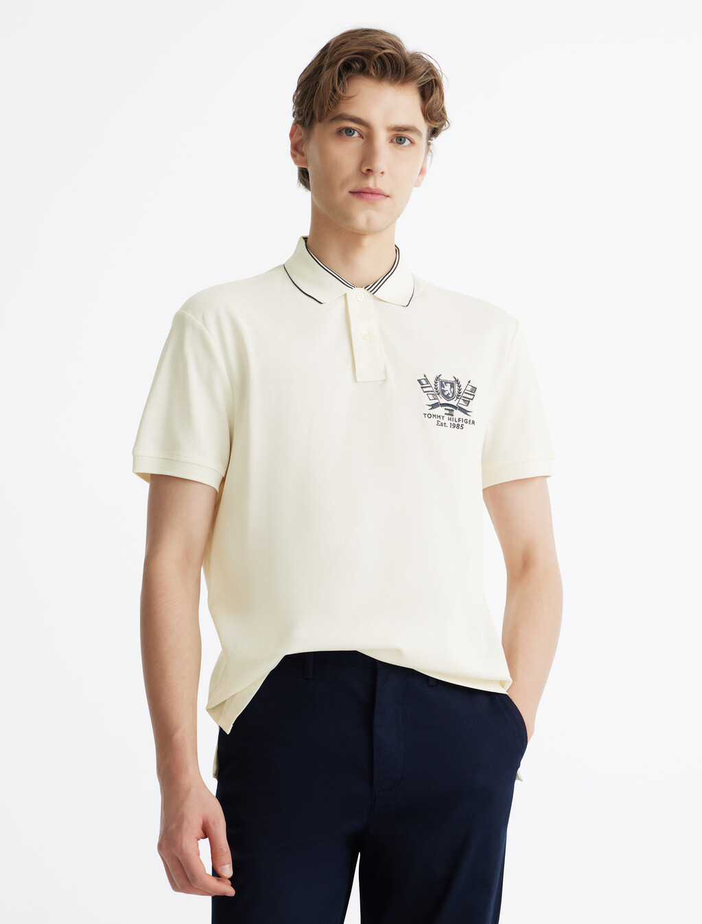 Hilfiger 標誌 Polo 衫, Ivory Petal, hi-res