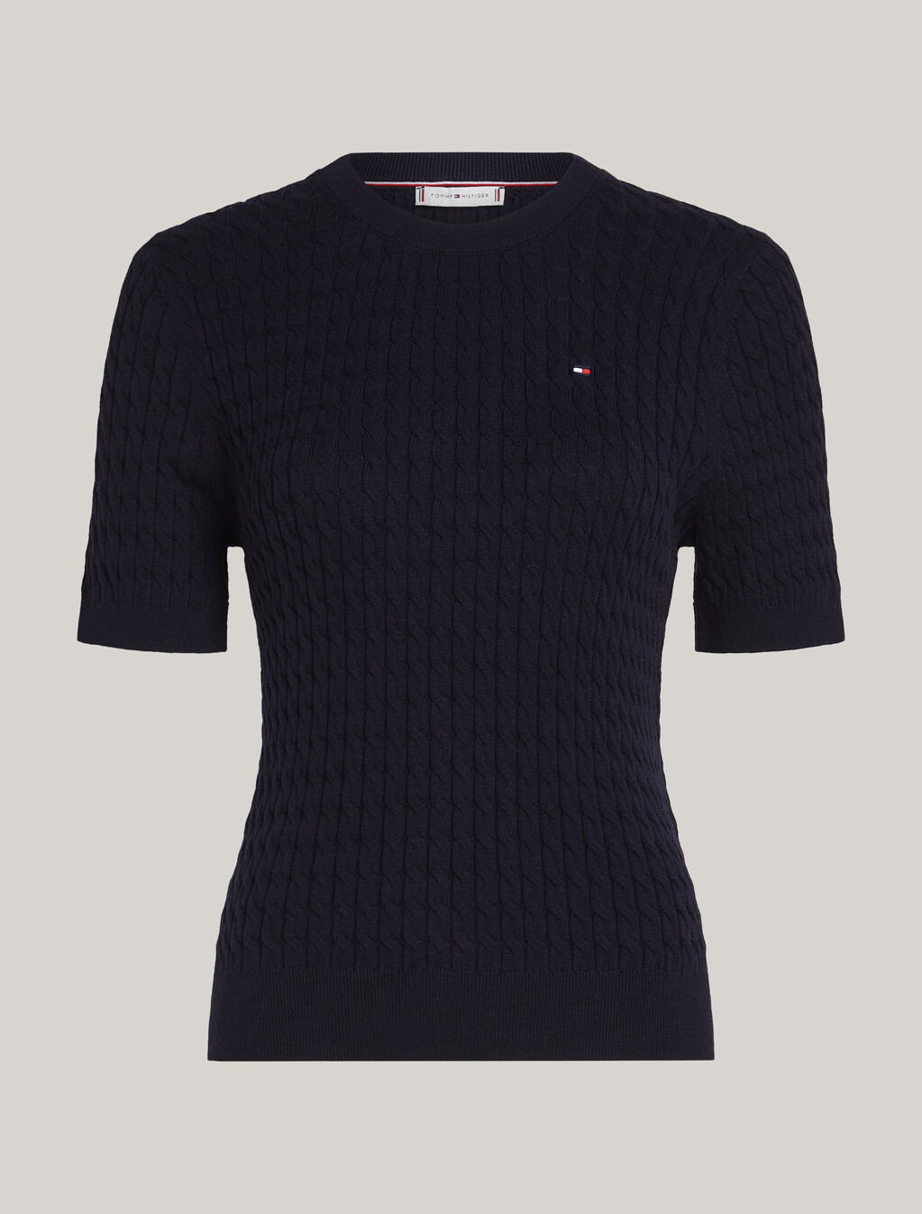 Stripe Slim Fit Short Sleeve Jumper, Desert Sky, hi-res