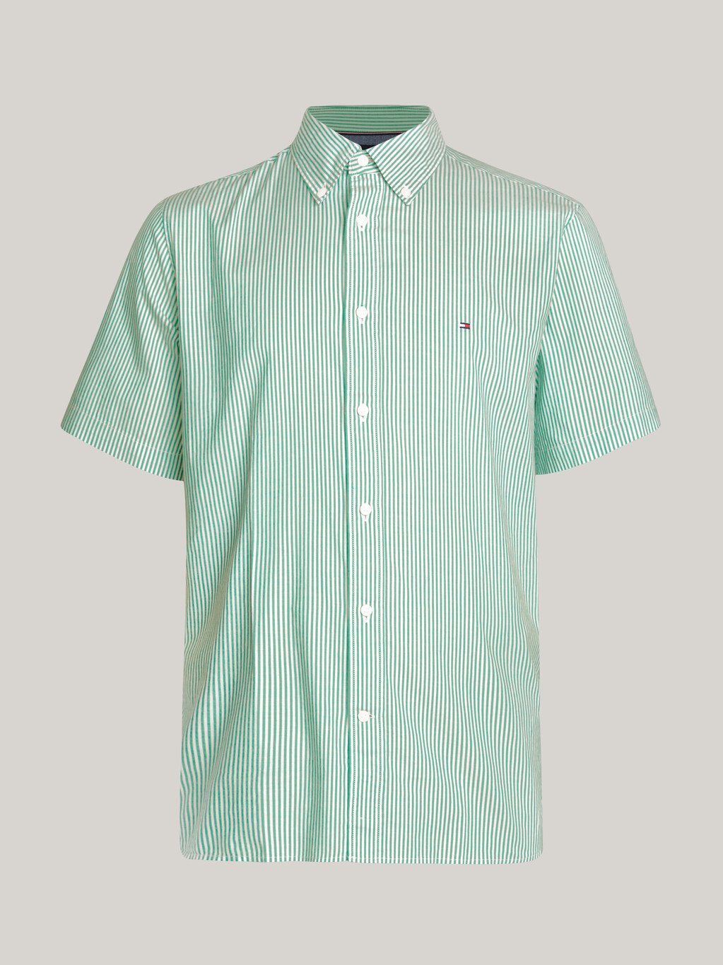 TH Flex 府綢常規短袖襯衫, Olympic Green / Optic White, hi-res
