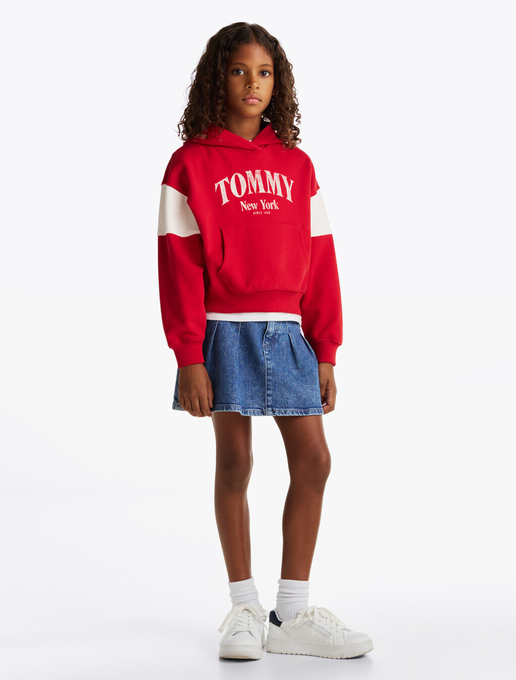 Colour-Blocked Varsity Hoody, Red Hot, hi-res