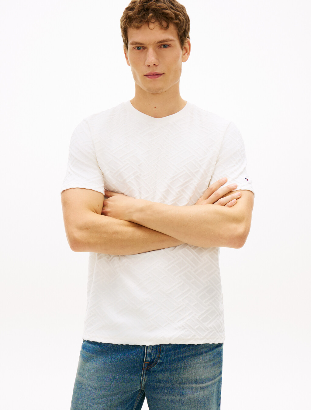 All Over Flag Jacquard T-Shirt, Ivory Petal, hi-res