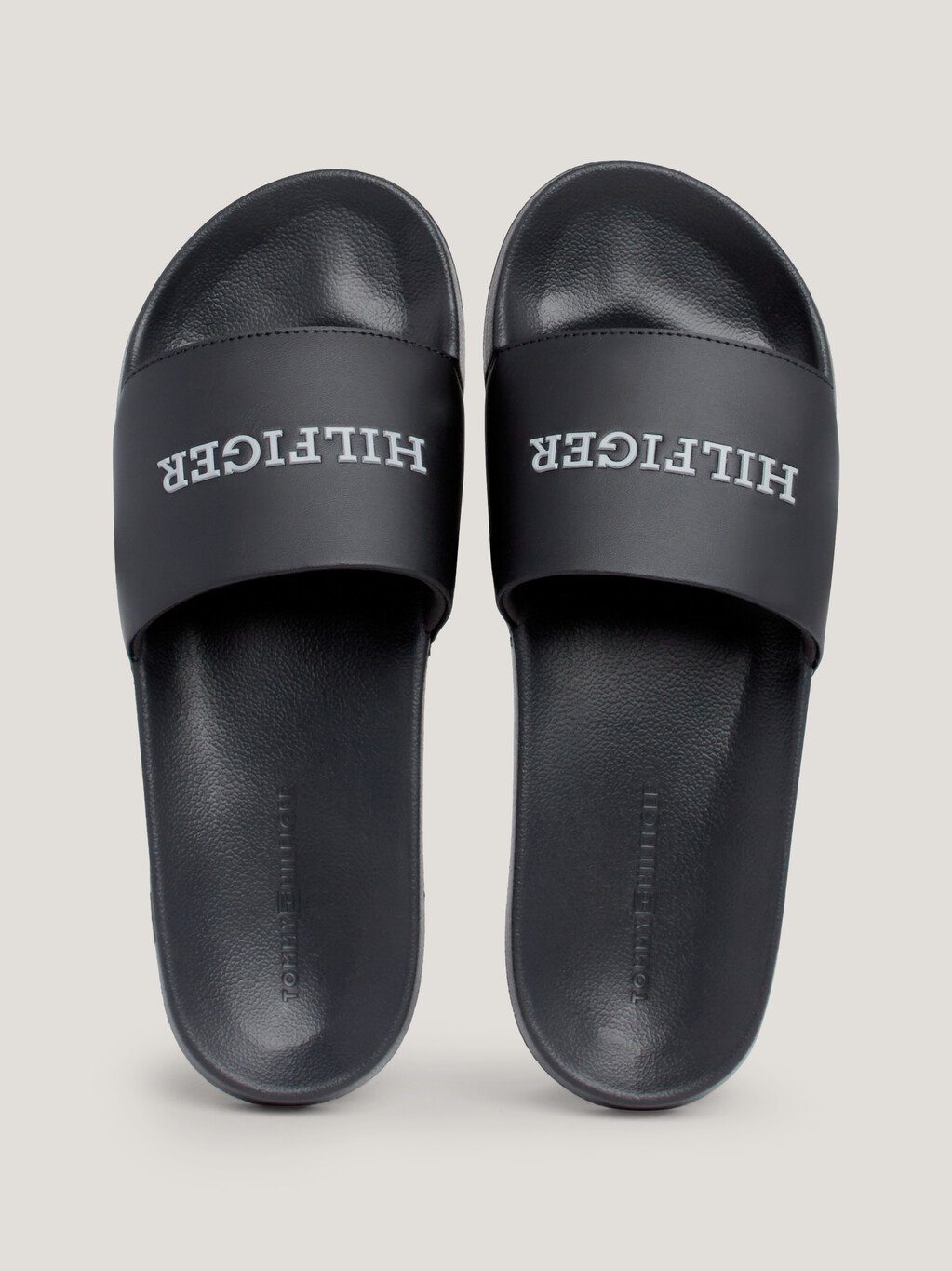Hilfiger Monotype Logo綁帶拖鞋, Black, hi-res