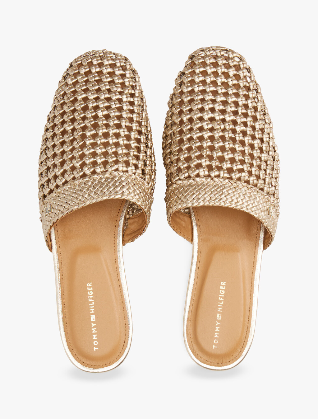 Metallic Crochet Mules, Gold, hi-res