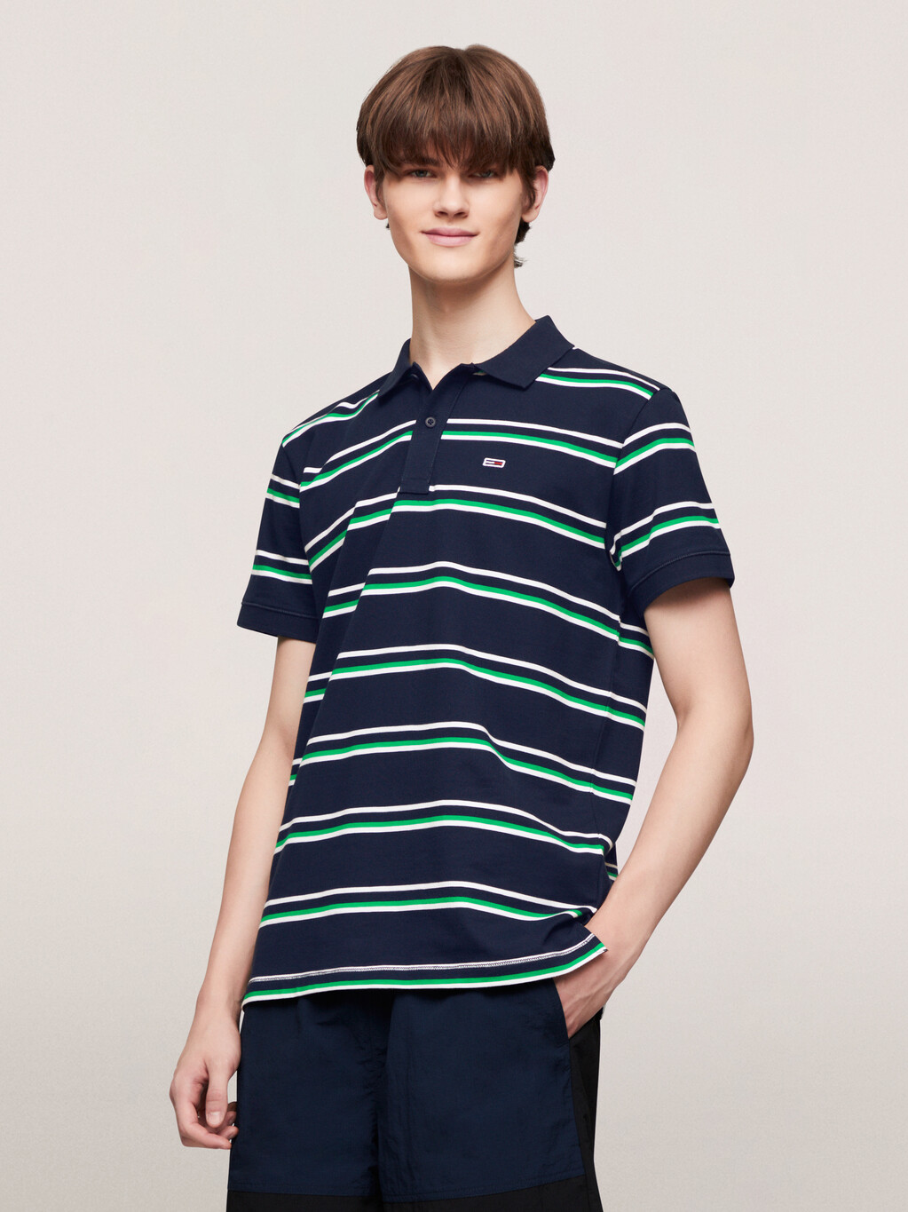 Essential Stripe Polo, Dark Night Navy Stripe, hi-res