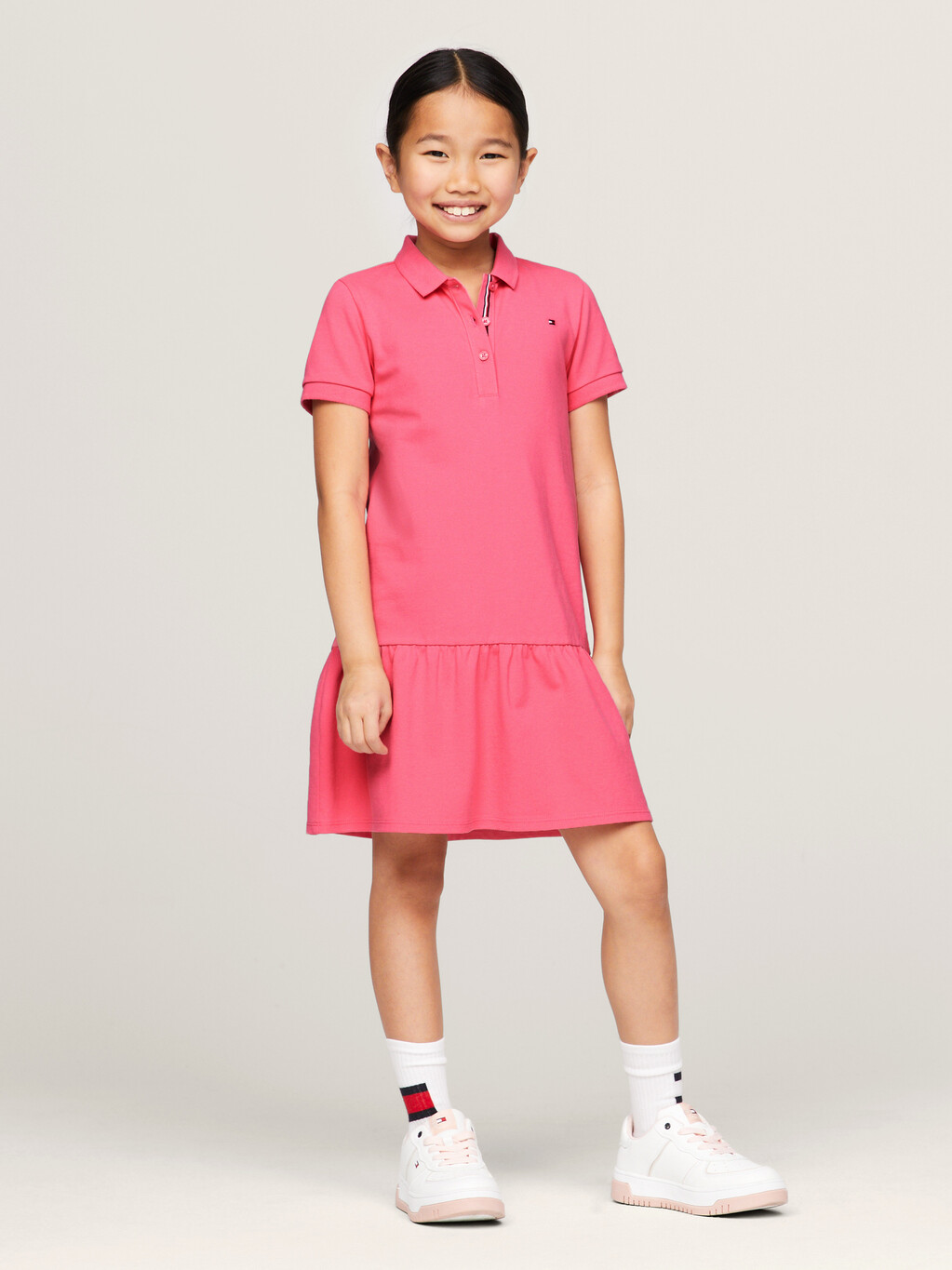 Essential Stripe Polo Dress, Glamour Pink, hi-res