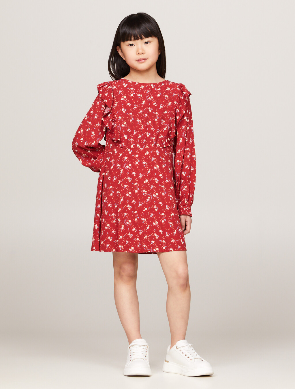 Mountain Floral Print Fit And Flare Dress, Dark Magma Allover Flower, hi-res