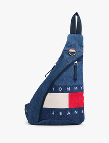 復刻風格牛仔單肩包, Denim, hi-res